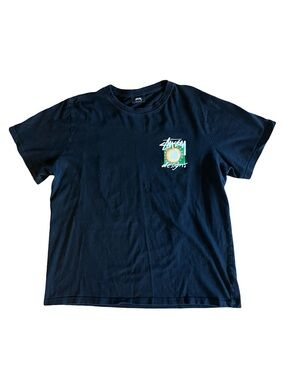 STUSSY High Desert Black 2XL T-Shirt Lizard Cactus Sun Mushrooms Mountains Fire